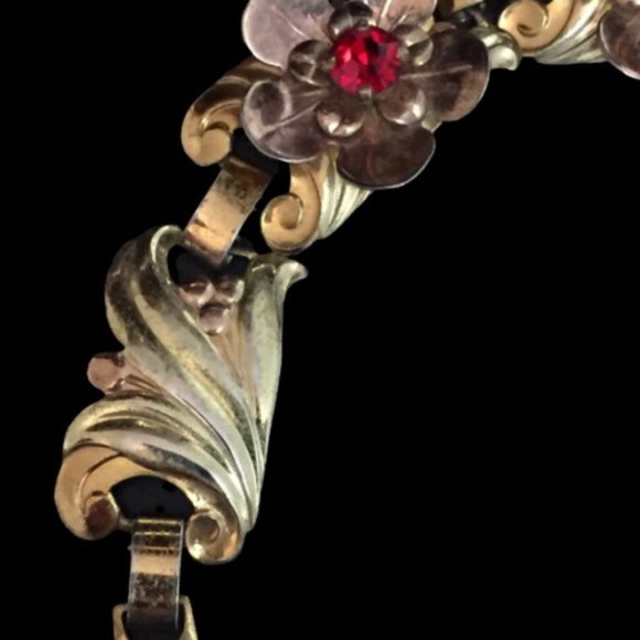 Vintage 1940's Retro Modern Sterling Flower Bracelet - Picture 4 of 4